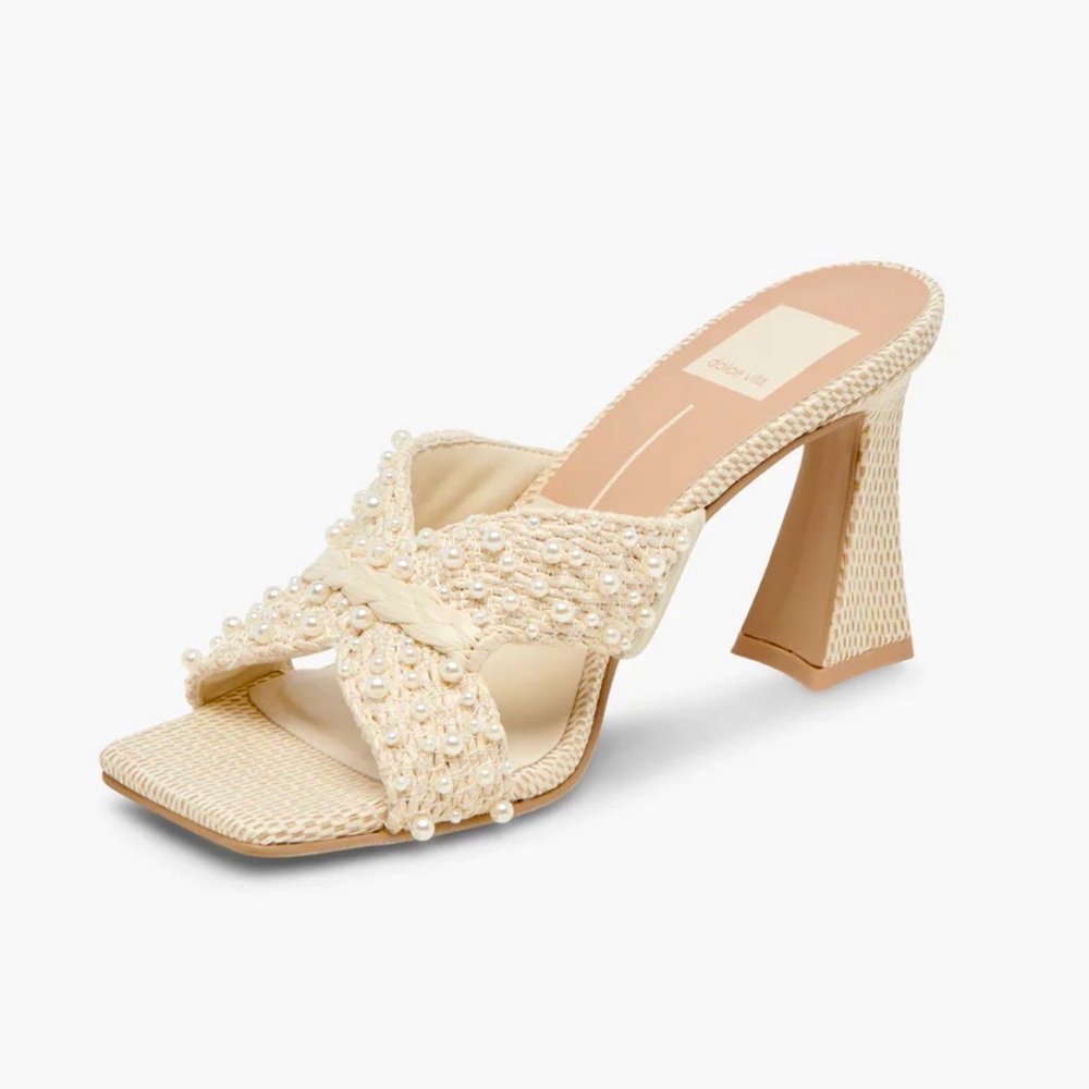BNIB - Dolce Vita - Nitro Pearl Heels - Raffia Sandals - Size 5